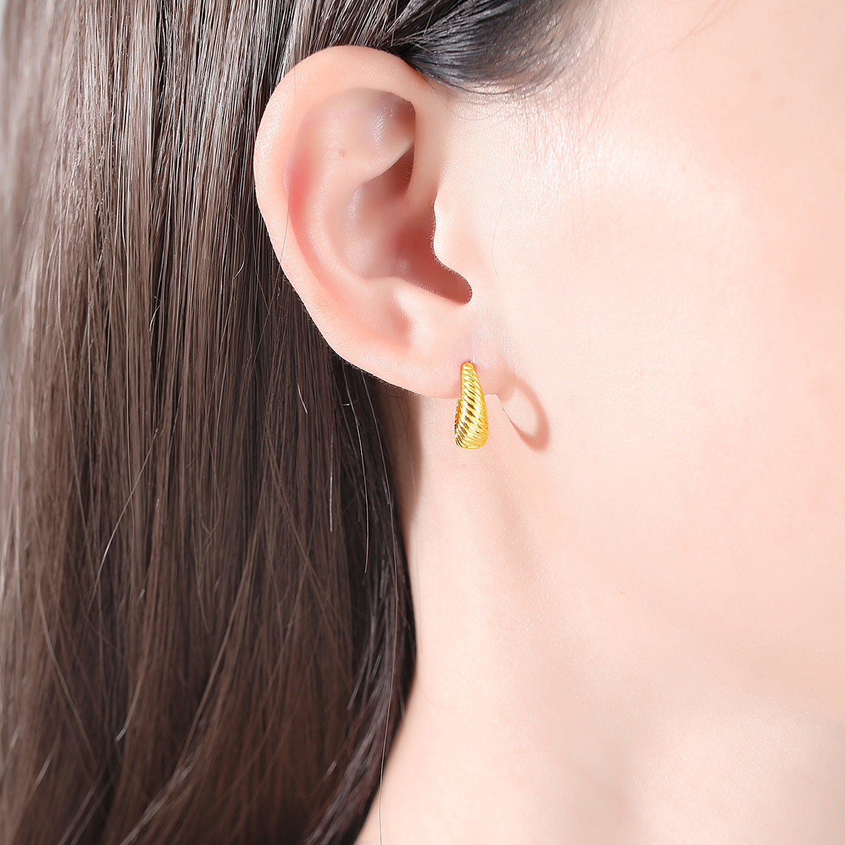 Sterling Silver Earrings Croissant Hoop