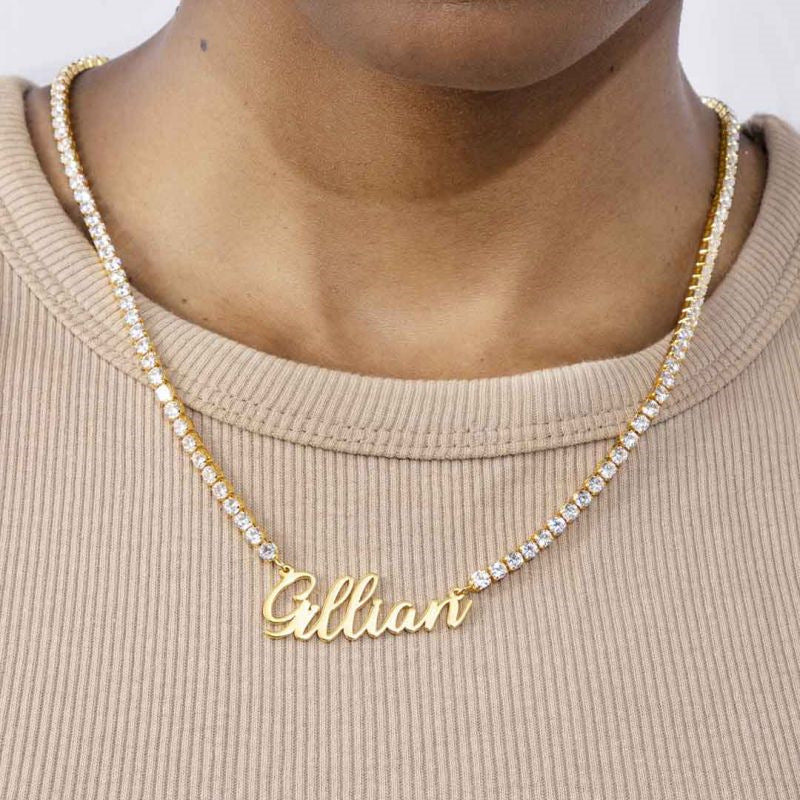 Sterling Silver CZ Chain Name Necklace