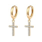 Sterling Silver Cross Zircon Earrings