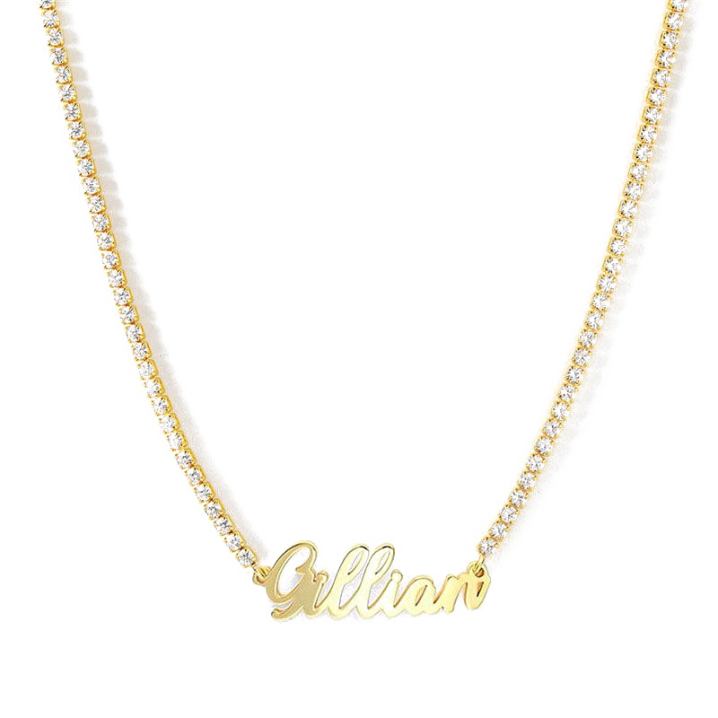 Sterling Silver CZ Chain Name Necklace