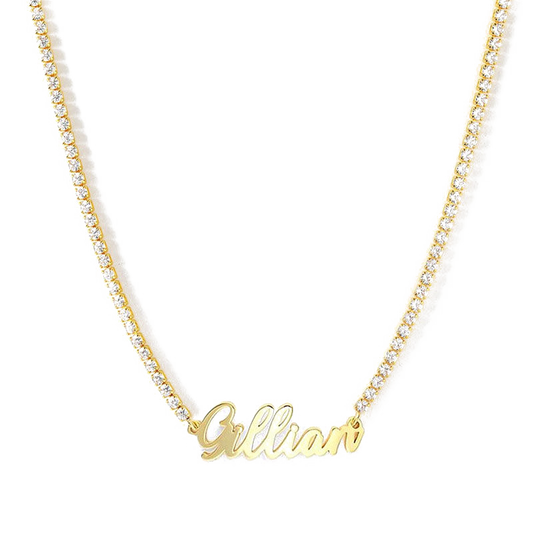 Sterling Silver CZ Chain Name Necklace